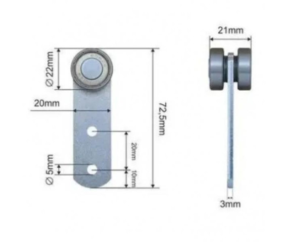 Купити Ролик тенту (бічної штори) 22x20x70 мм Цинк Польща (1804322270)