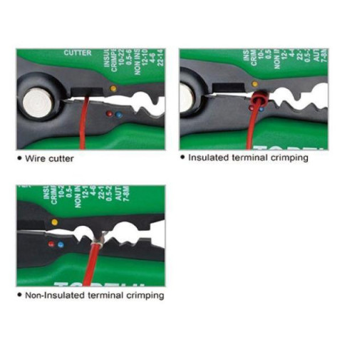 Купить Кліщі для обтискача клем і зняття ізоляції посилені TOPTUL DKAA2226