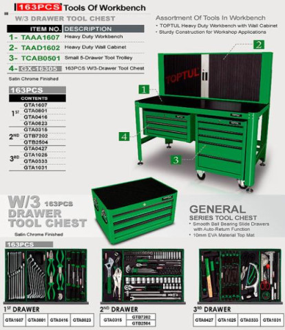 Купити Підкатна інструментальна візок TOPTUL 5 секцій (під верстак) TCAB0501