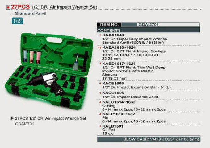 Купити Набір пневмоінструменту TOPTUL 1/2" 27ед. GDAI2701