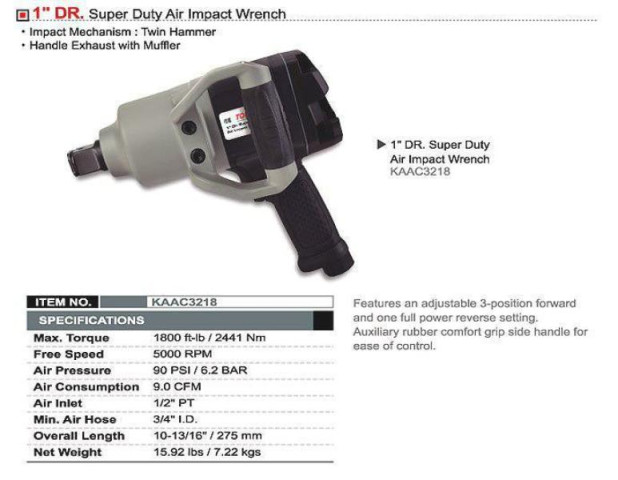 Купити Пневмогайковерт для вантажного шиномонтажа TOPTUL 1" 2441N/m KAAC3218