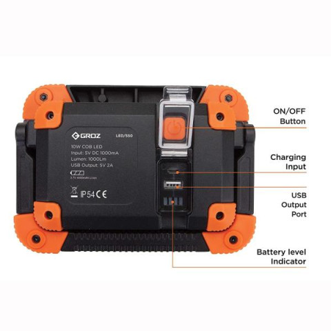 Купити Акумуляторний прожектор, світлодіодний LED-550, 10W COB, 1000 люмен