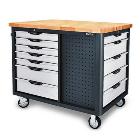 Купити Мобильный верстак-тележка на колесах 12 секций, 3 открытые полки TOPTUL TCDB1203