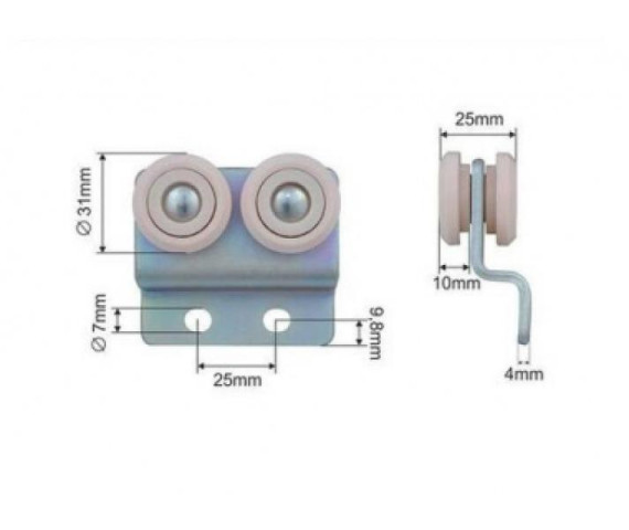Купити Ролик бокової штори Ø31х50х98 Цинк Польща (1804360041)