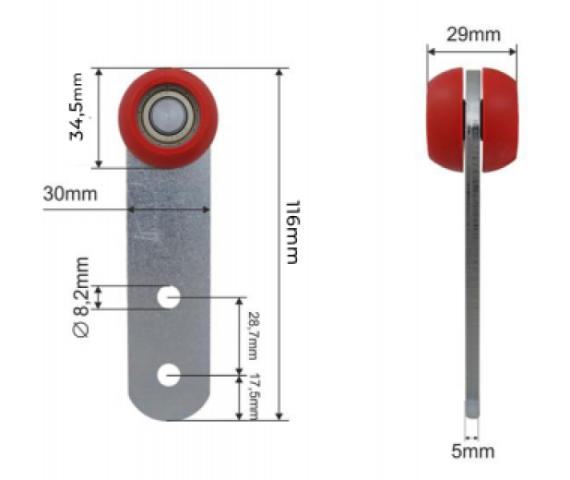 Купити Ролик бокової штори Ø35х30х116 Цинк Польща (1804300071)