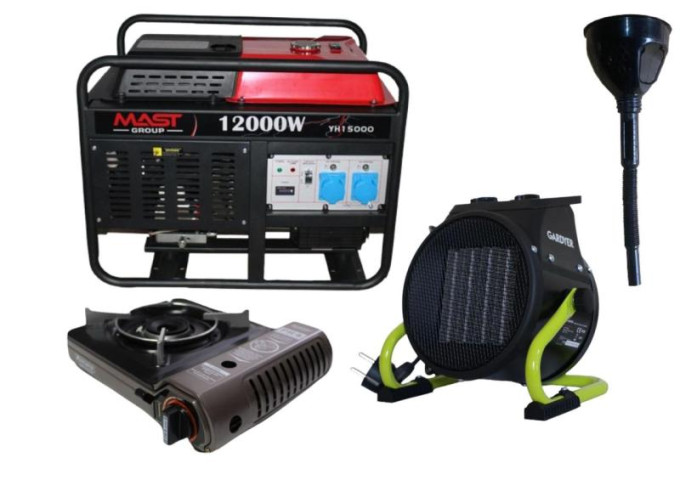 Купити Бензиновый генератор MAST GROUP YH15000 + газовая плитка Orcamp CK-505 + 4 газовых картриджа 400 мл