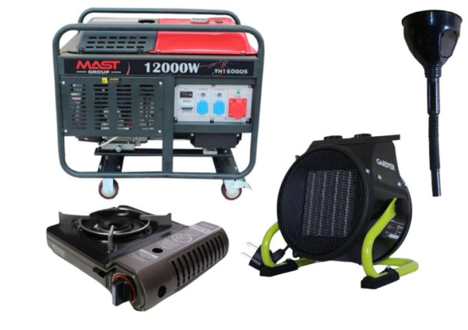 Купити Бензиновый генератор MAST GROUP YH15000S + газовая плитка Orcamp CK-505 + 4 газовых картриджа 400 мл