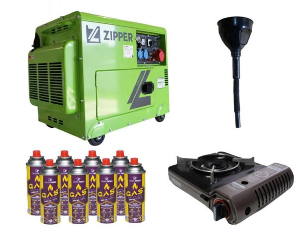 Купити Дизельный генератор Zipper ZI-STE7500DSH + газовая плитка Orcamp CK-505 + 4 газовых картриджа 400 мл