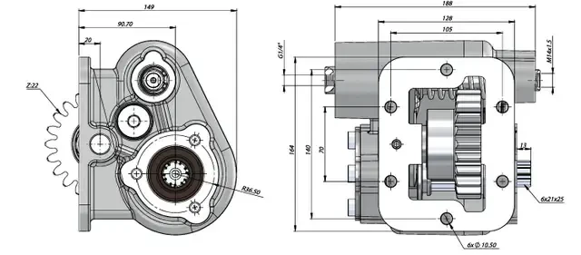 Купити Коробка відбору потужності KAZEL PTO KMZ UNI RIGHT