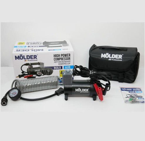 Купити Компресор автомобільний Molder 12В, 170Вт, 10 Атм, 40 л/хв із зажимами АКБ MA25130