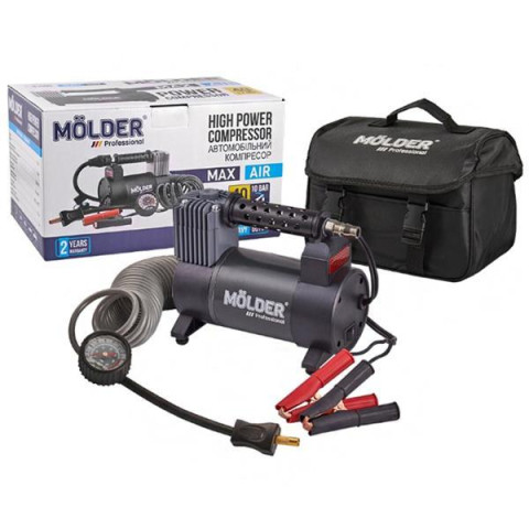 Купити Компресор автомобільний Molder 12В, 170Вт, 10 Атм, 40 л/хв із зажимами АКБ MA25130