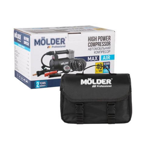 Купити Компресор автомобільний Molder 12В, 170Вт, 10 Атм, 40 л/хв із зажимами АКБ MA25130