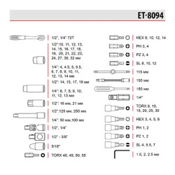 Купити Набір інструментів 1/2 "& 1/4", 94 од., Cr-V STORM