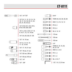 Купити Набір інструментів 1/2 "& 1/4" 111 од., Cr-V STORM