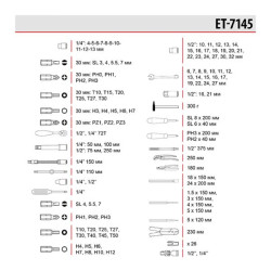 Купити Набір інструментів професійний  1/4 "& 1/2" 145од., Cr-V