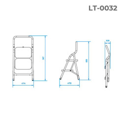 Купить Драбина сталева, 2 сходи, 380*260мм, висота 895мм