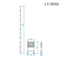 Купити Драбина з алюмінію, телескопічна 10 сход., 3,20м
