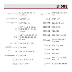 Купити Набір інструментів професійний  1/2 "& 1/4"; 82од, Cr-V.