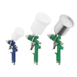 Купить Набір з 3-х фарбопультів HVLP, 0,8мм, 1,3мм, 1,7мм, регулятор тиску, два пластикових та один металев