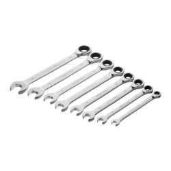 Купить Набір ключів комбінованих з храповим механізмом 8 од.: 8-19 мм (8-10-12-13-14-15-17-19), Cr-V, PROF 