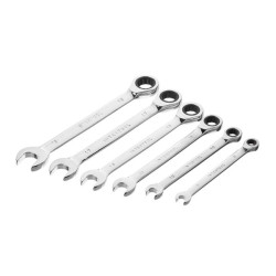 Купити Набір ключів комбінованих з храповим механізмом 6 од.: 8-19 мм, (8-10-13-15-17-19) Cr-V, PROF DIN311