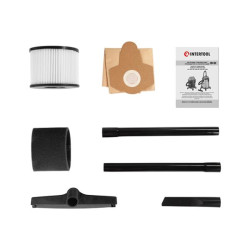 Купить Пилосос будівельний 1.4 кВт, бак 20 л., нержавіюча сталь 410, >17кПа, розетка, HEPA фільтр