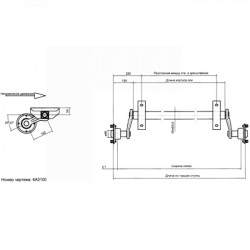 Купити Вісь торсіонна Knott VG 7-L 750 кг 1250 мм 98X4 гальмівна з кованими важелями