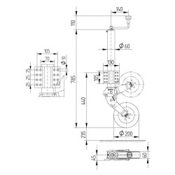 Купити Опорне колесо Knott ATK 60 мм 200x60 мм AC 250 кг поворотне