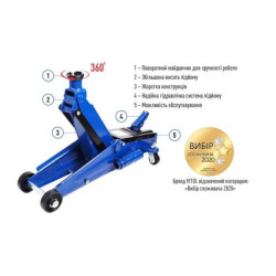 Купити Домкрат гідравл підк. 3т короб. min 150мм - max 530мм з надставкою 20кг (DP-25025B/T83006B)