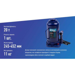 Купити Домкрат гідравлічний телескоп 20т в коробці. min 242мм - max 452 мм, 10,35кг (DB-20002/T92004)