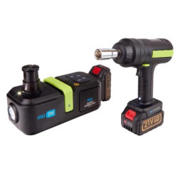 Купить Набір 2 в 1 домкрат електрогідравлічний 2т, 155-450мм + гайковерт 420Nm з 2-ма акумуляторами 21В