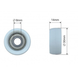 Купити Ролик дверей з підшипником 30*8*14 Пластик Польща (1804324298)