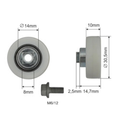 Купить Ролик зсувного даху 31*10*14,7 Цинк Польща (1804324302)