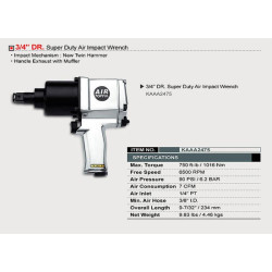 Купить Гайковерт пневматичний TOPTUL 3/4" 1016N/m 6500 об/хв KAAA2475