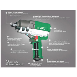Купить Гайковерт пневматичний TOPTUL 3/4" 1763N/m 6000об/хв KAAJ2413