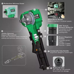 Купить Гайковерт для шиномонтажу пневматичний TOPTUL 1/2" 407N/m 6500об/хв KAAS1630