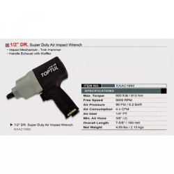 Купить Гайковерт для автосервісу TOPTUL 1/2" 813N/m 8000об/хв KAAC1660