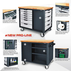 Купить Мобильный верстак-тележка на колесах 12 секций, 3 открытые полки TOPTUL TCDB1203