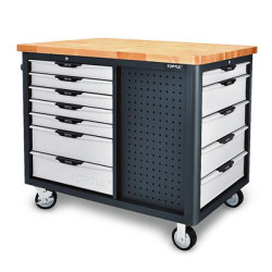 Купить Мобильный верстак-тележка на колесах 12 секций, 3 открытые полки TOPTUL TCDB1203