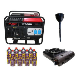 Купити Бензиновый генератор MAST GROUP YH15000 + газовая плитка Orcamp CK-505 + 4 газовых картриджа 400 мл