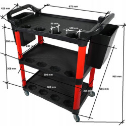Купить Тележка инструментальная пластиковая (3 открытые полки,2 навесных ящика) (SF6006) G.I. KRAFT GI37105