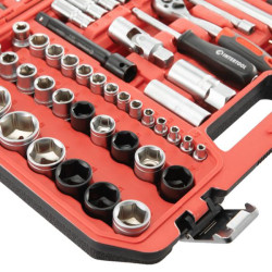 Купить Набір інструментів 1/2" & 1/4" 111од, IMPACT Cr-V головки 15,17,19,21,22 + подовжувач 125мм