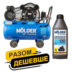 Купити Комплект повітряний компресор Molder з ресівером 50л, 1500Вт + компресорне масло Molder VDL 100 1л