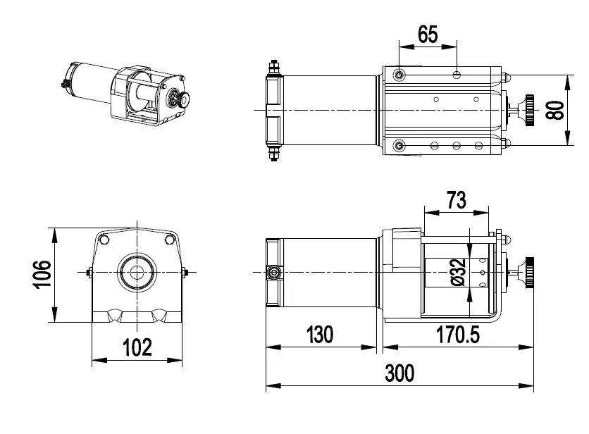 Розміри лебідки BST 3000 lbs