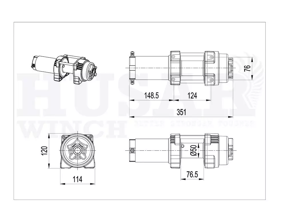 Розміри лебідки BST S 3500 lbs