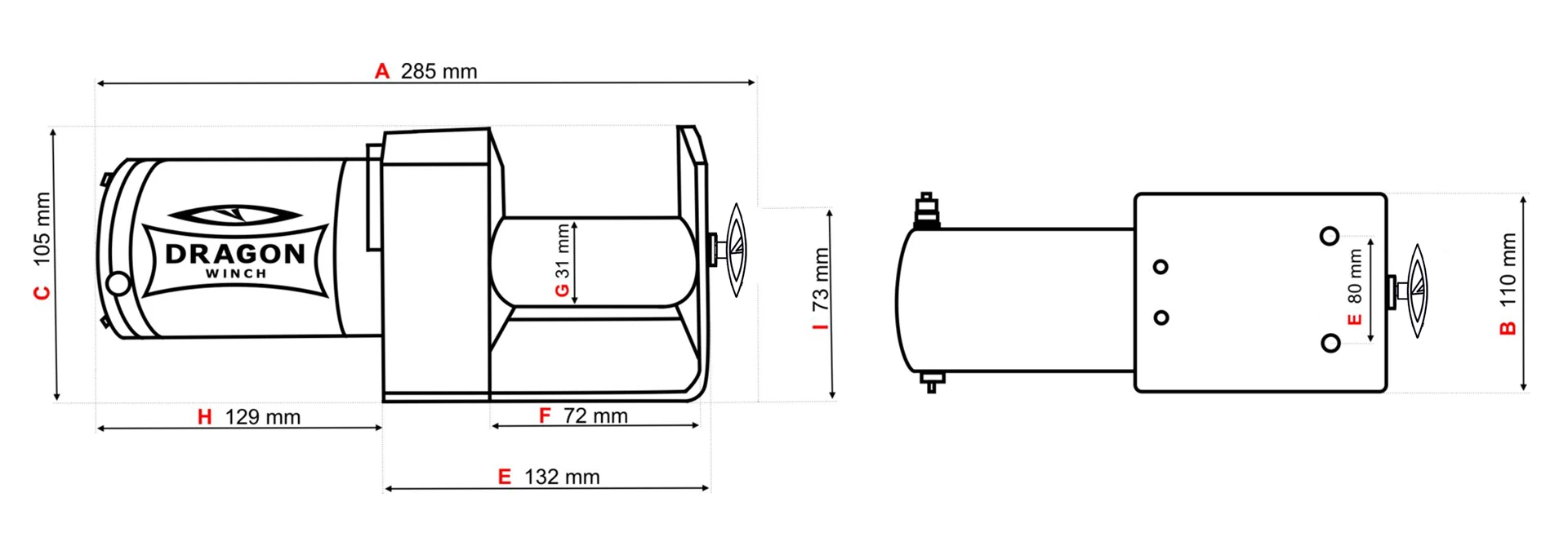 Габаритные размеры Dragon Winch DWM 3000 ST Габаритные размеры Dragon Winch DWM 3000 ST