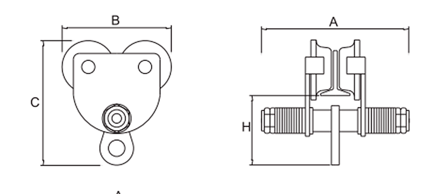 gct610-gabarity.png Схема габаритних розмірів візка GET Winch GCT 610